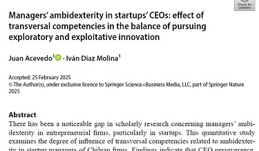 CIE publica paper en prestigiosa revista internacional sobre emprendimiento